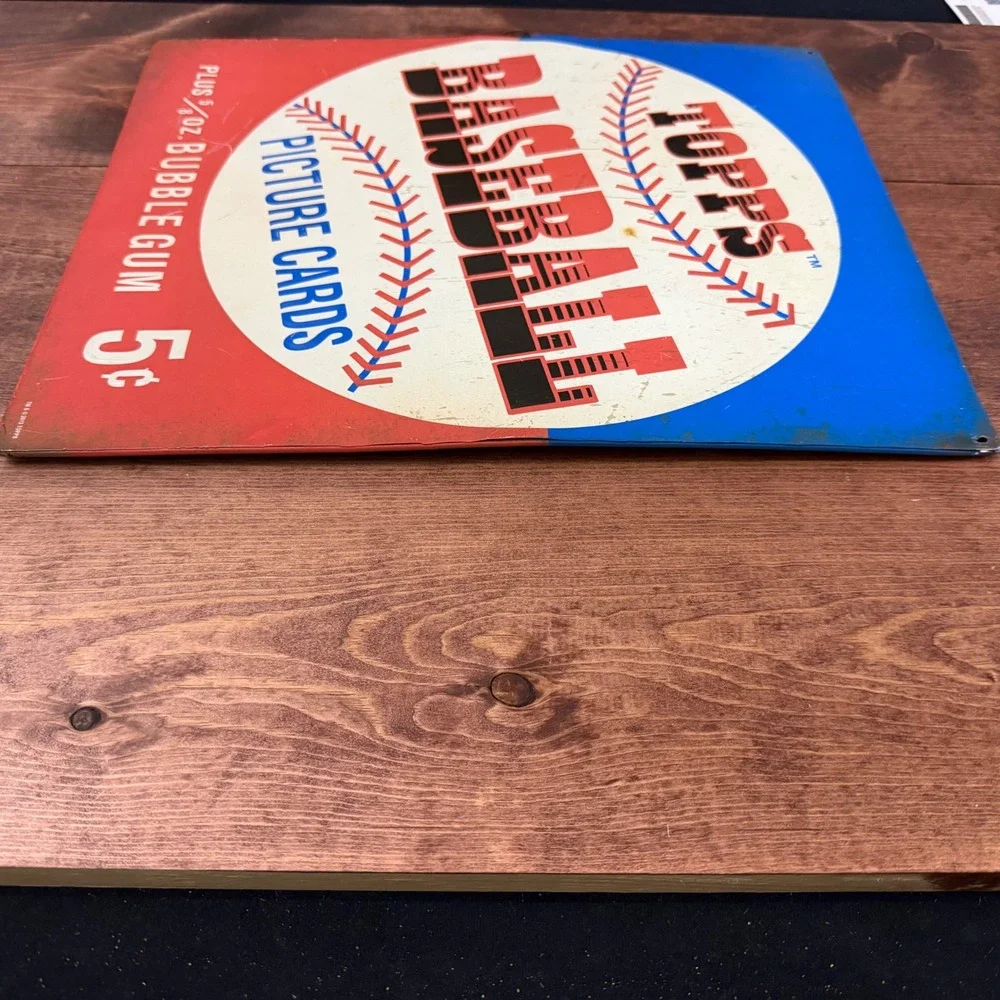 Topps Baseball Picture Cards Vintage Style Embossed Tin Metal Sign 5 Cent Retro